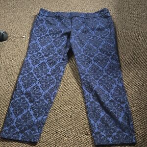 Vintage Old Navy Blue Filigree Patterned Pixie Mid-rise Ankle Pants Plus 💫
